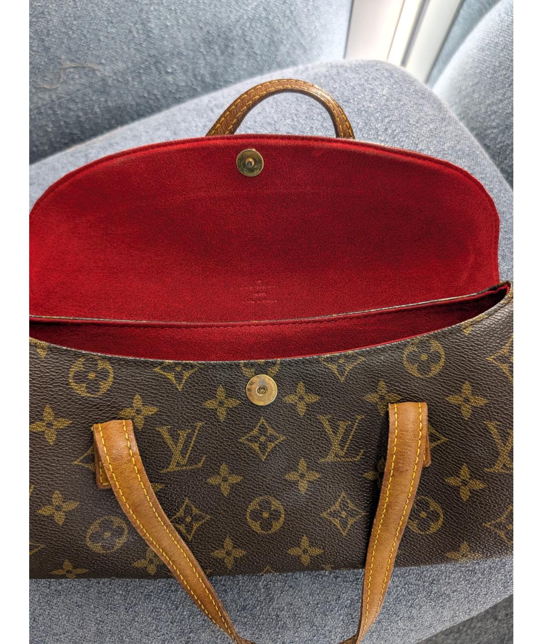 LOUIS VUITTON Коричневая кожаная сумка с короткими ручками, фото 5