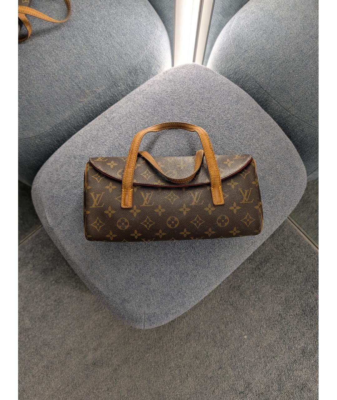 LOUIS VUITTON Коричневая кожаная сумка с короткими ручками, фото 9