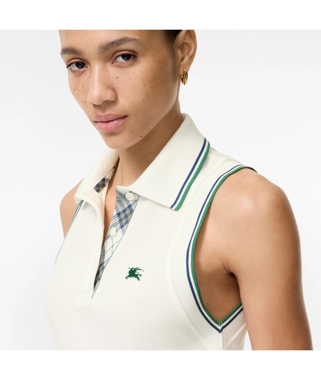BURBERRY Белое хлопковое повседневное платье, фото 4