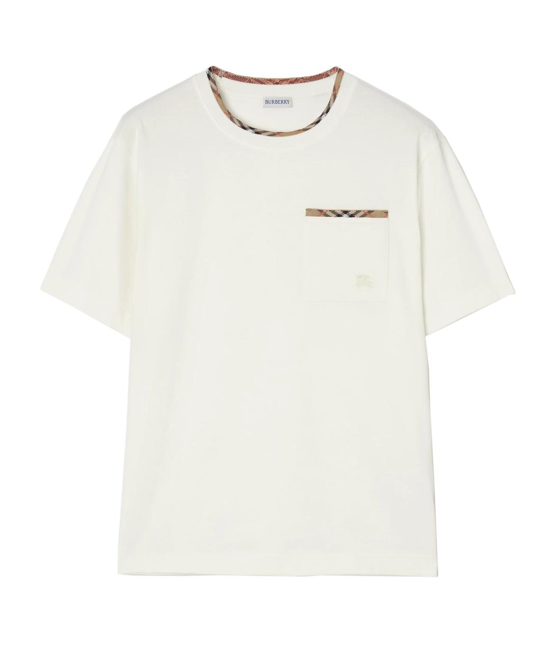 BURBERRY Белая хлопковая футболка, фото 1