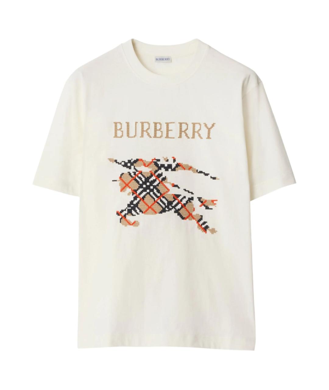 BURBERRY Белая хлопковая футболка, фото 1