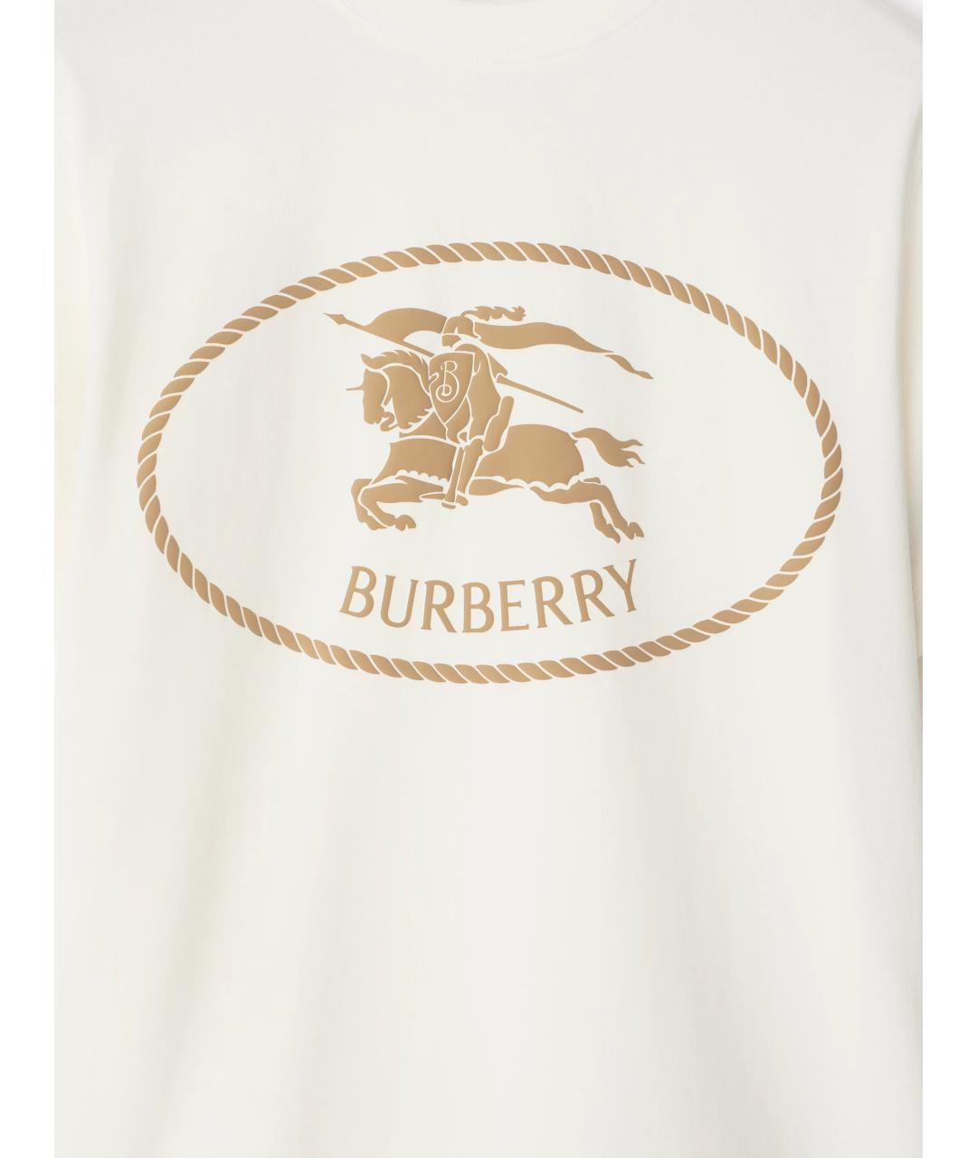 BURBERRY Белая хлопковая футболка, фото 5