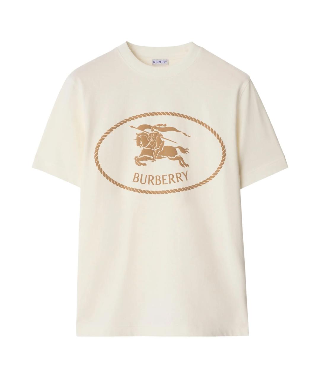 BURBERRY Белая хлопковая футболка, фото 1