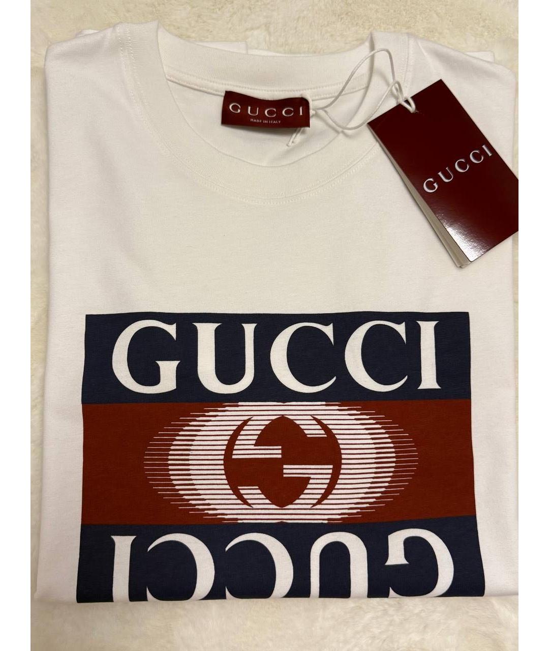 GUCCI Белая хлопковая футболка, фото 4