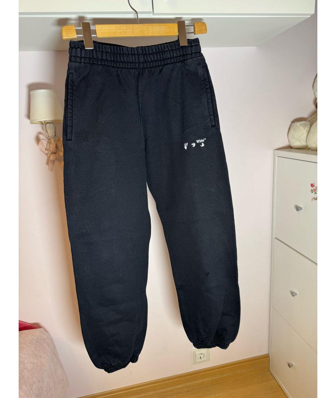 OFF-WHITE Черные хлопковые повседневные брюки, фото 9