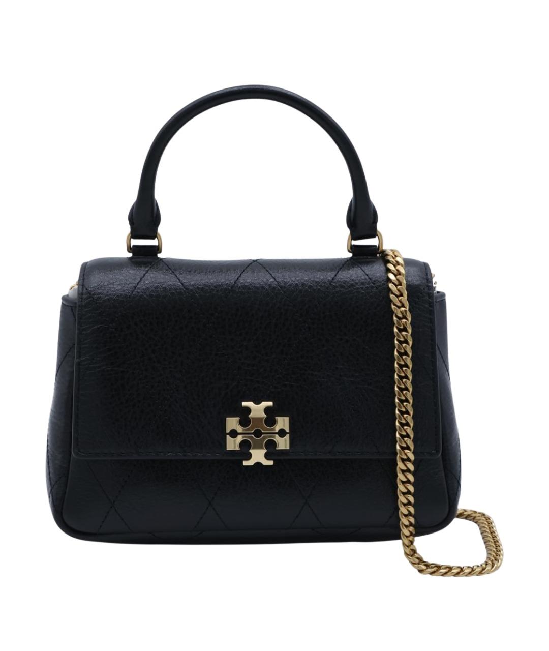 TORY BURCH Черная кожаная сумка с короткими ручками, фото 1