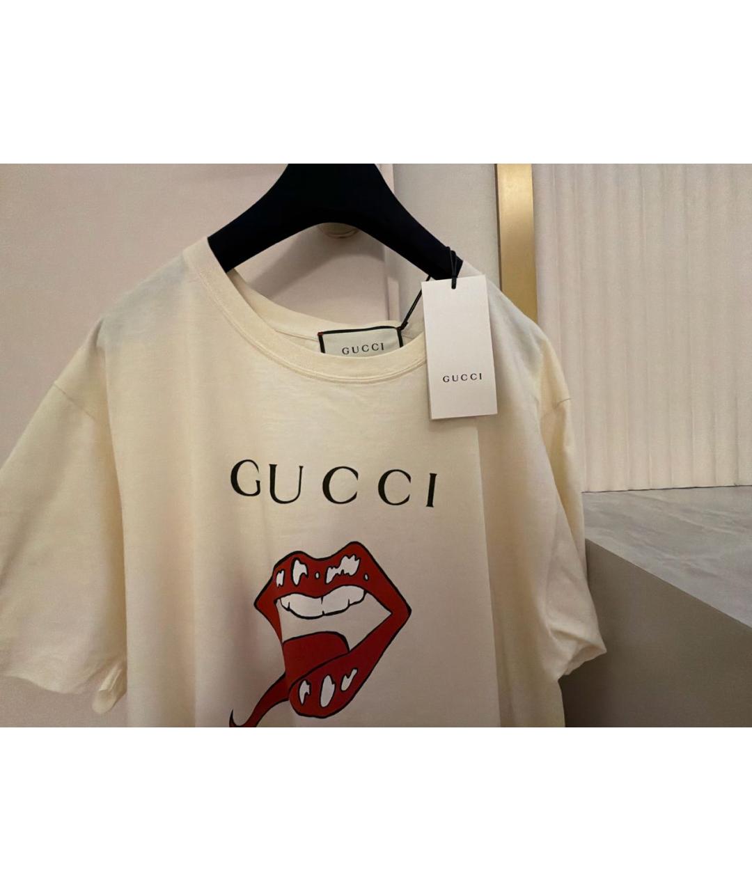GUCCI Бежевая хлопковая футболка, фото 3