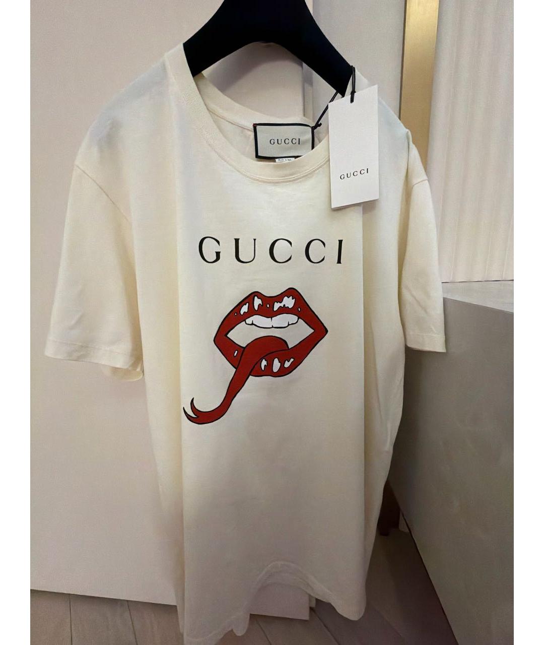 GUCCI Бежевая хлопковая футболка, фото 5