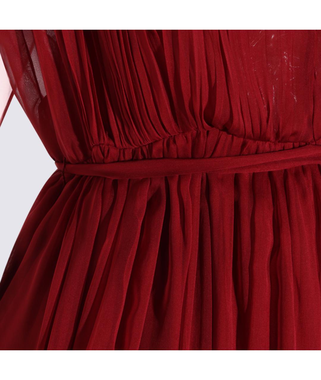 ALBERTA FERRETTI Бордовое шелковое вечернее платье, фото 3