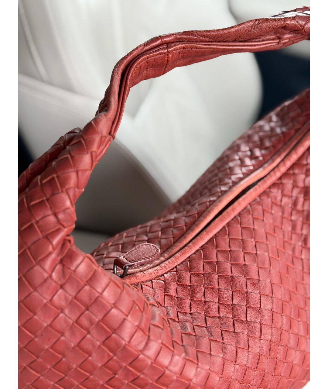 BOTTEGA VENETA Коралловая кожаная сумка с короткими ручками, фото 6