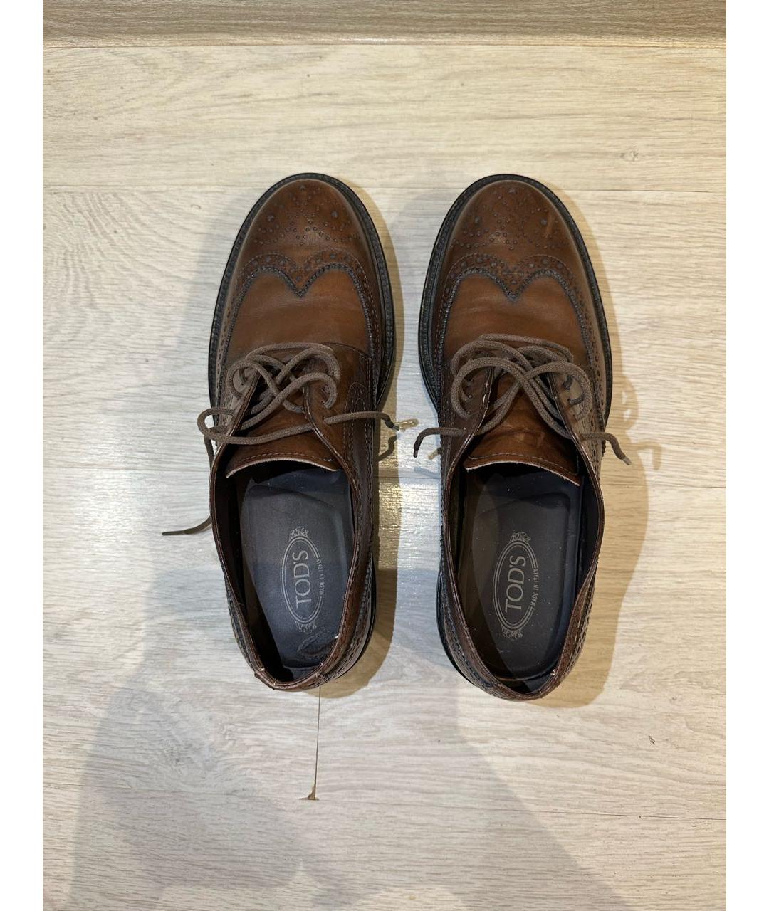 TOD'S Коричневые кожаные туфли, фото 3