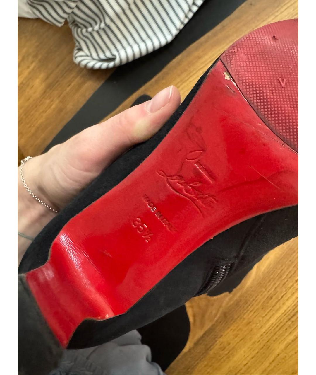 CHRISTIAN LOUBOUTIN Черные кожаные ботильоны, фото 5