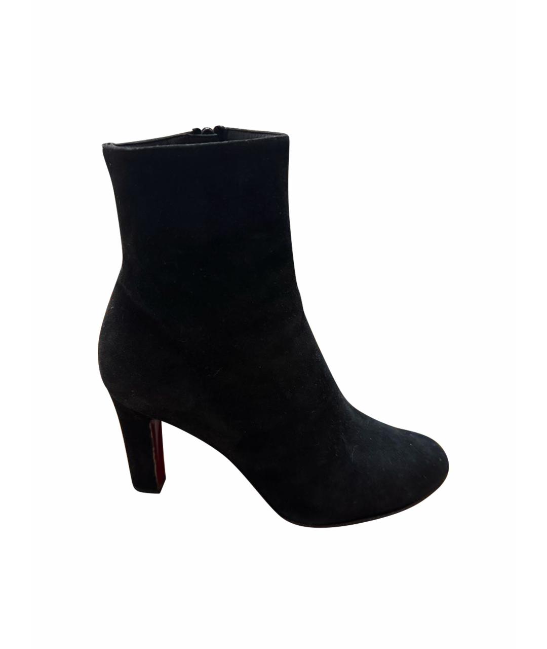 CHRISTIAN LOUBOUTIN Черные кожаные ботильоны, фото 1