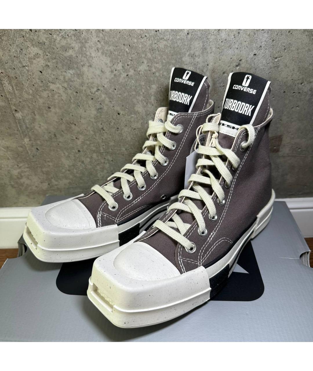 RICK OWENS Коричневые текстильные кеды, фото 4