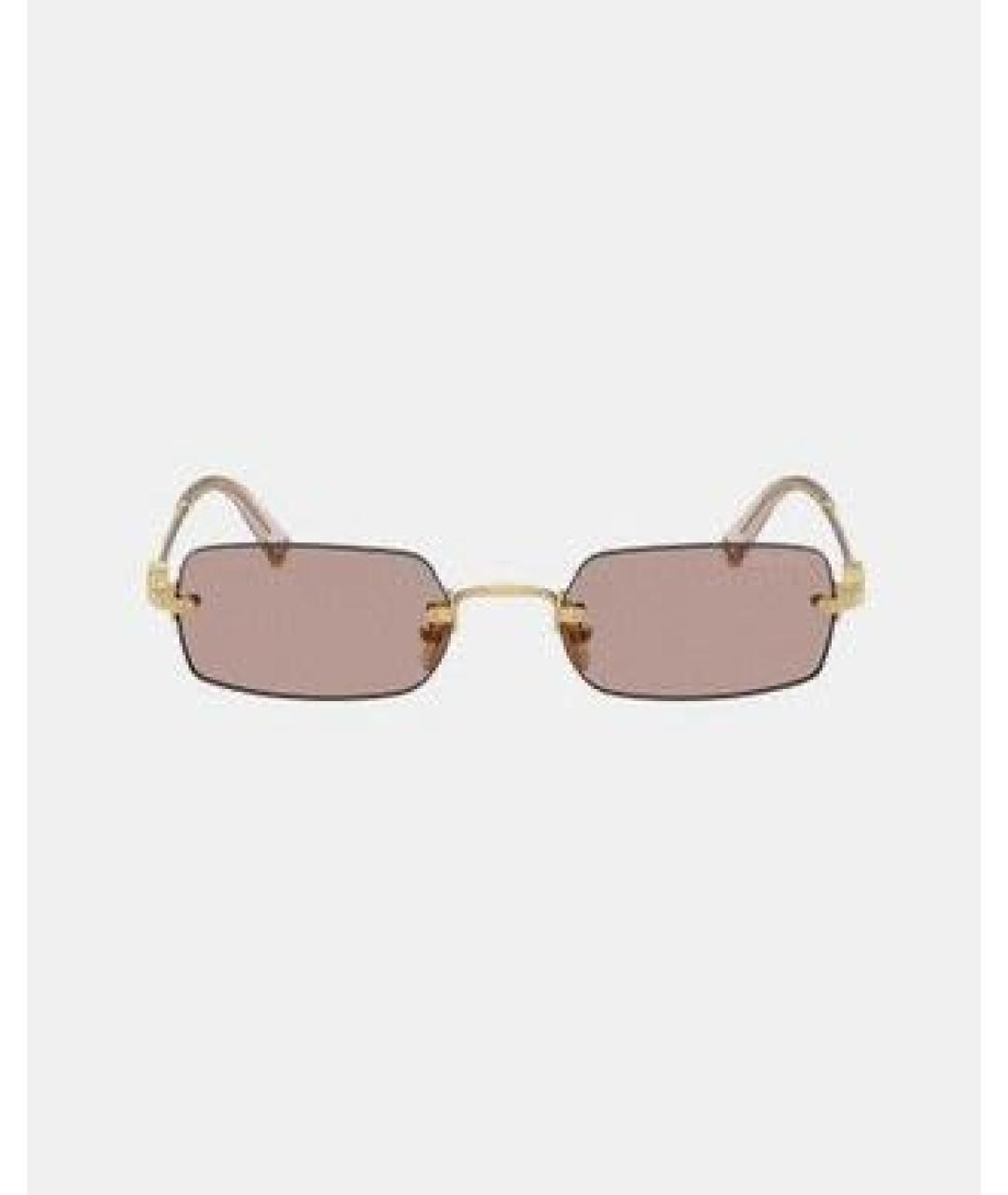 MIU MIU Золотые металлические солнцезащитные очки, фото 3