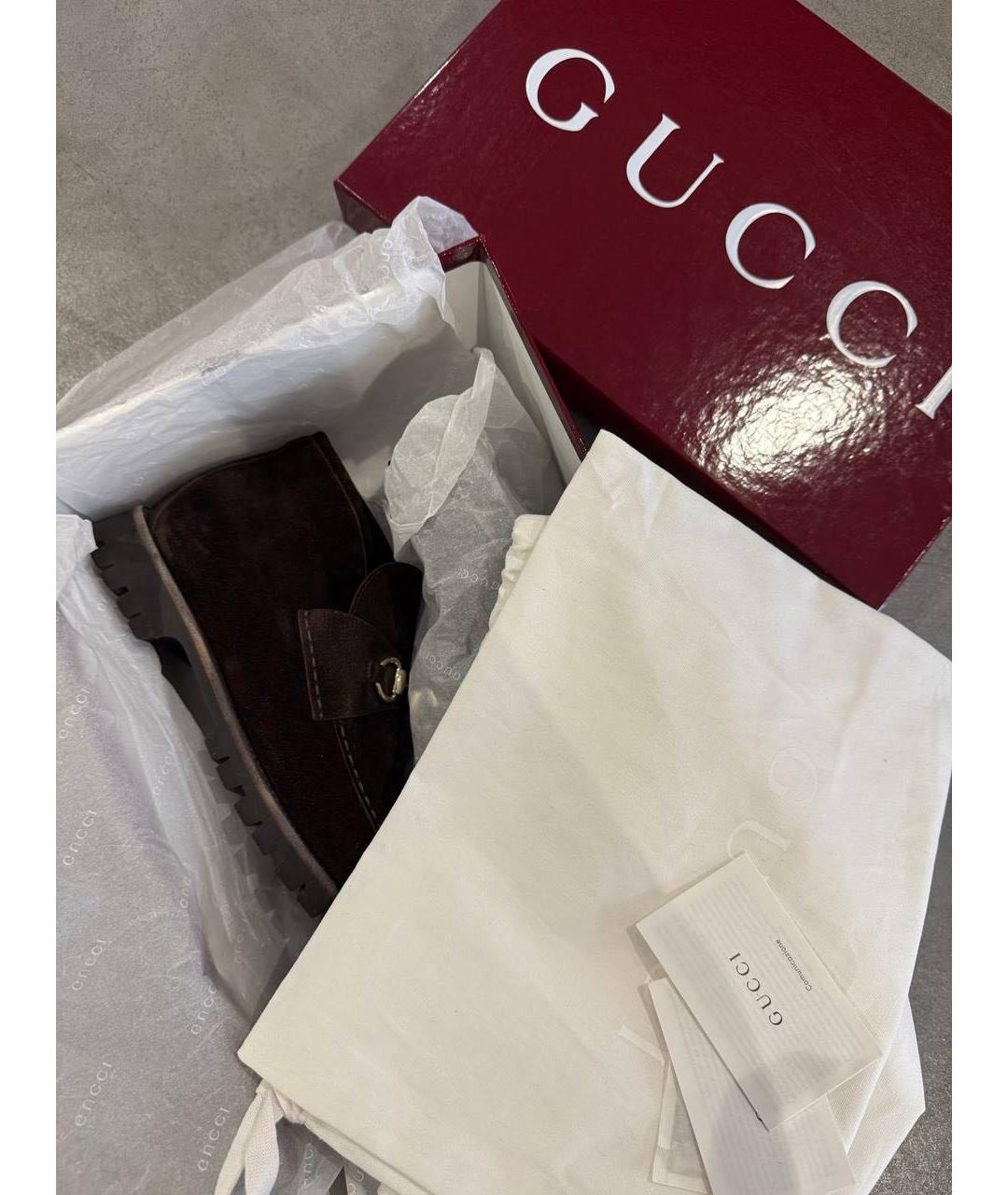 GUCCI Коричневые замшевые ботинки, фото 5
