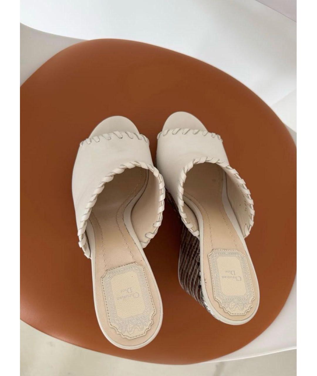 CHRISTIAN DIOR Белые кожаные мюли, фото 3