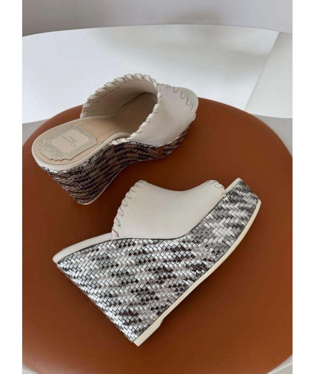 CHRISTIAN DIOR Белые кожаные мюли, фото 2
