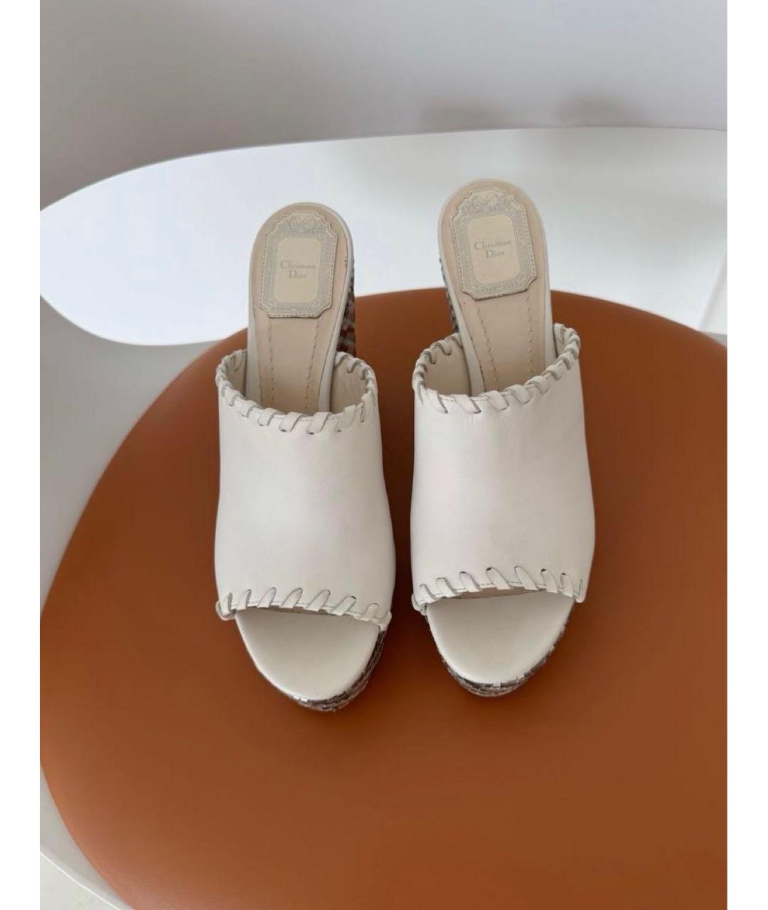 CHRISTIAN DIOR Белые кожаные мюли, фото 7