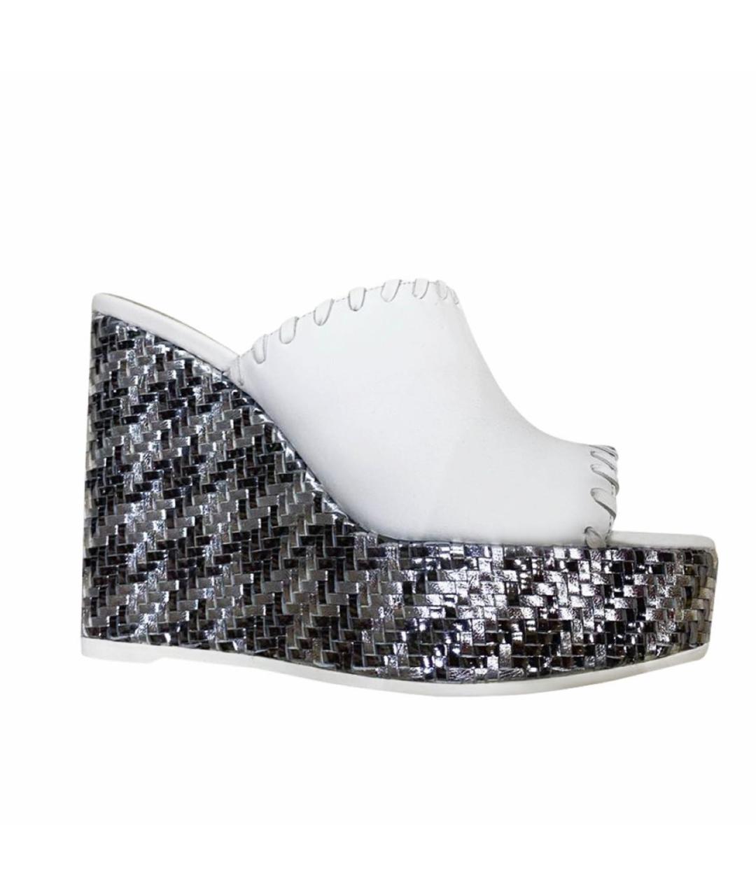 CHRISTIAN DIOR Белые кожаные мюли, фото 1