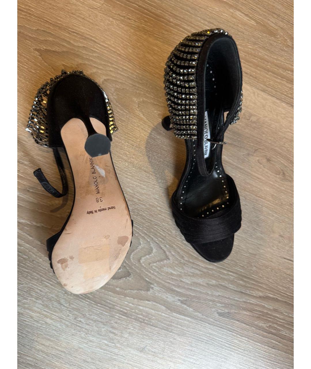 MANOLO BLAHNIK Черные текстильные туфли, фото 4