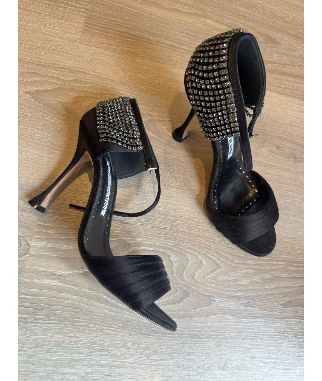 MANOLO BLAHNIK Черные текстильные туфли, фото 5