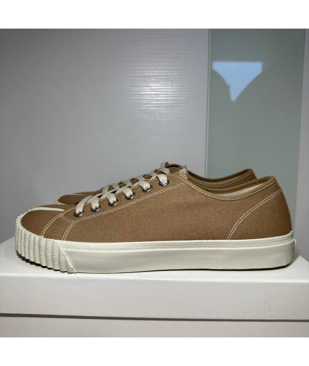 MAISON MARGIELA Бежевые текстильные низкие кроссовки / кеды, фото 9