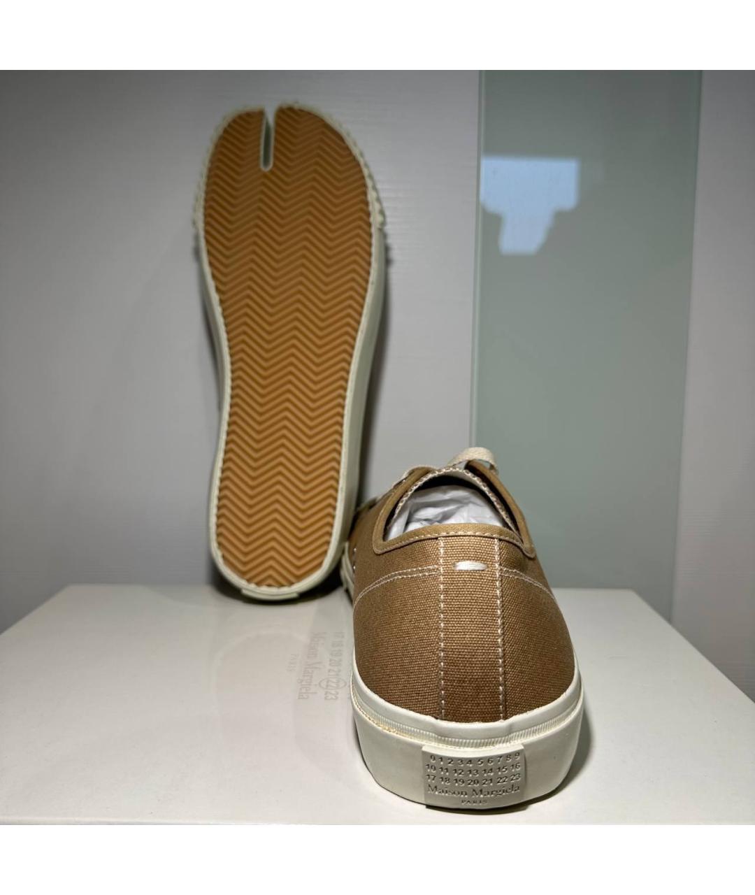 MAISON MARGIELA Бежевые текстильные низкие кроссовки / кеды, фото 6