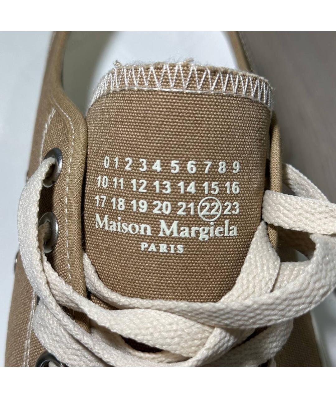 MAISON MARGIELA Бежевые текстильные низкие кроссовки / кеды, фото 5