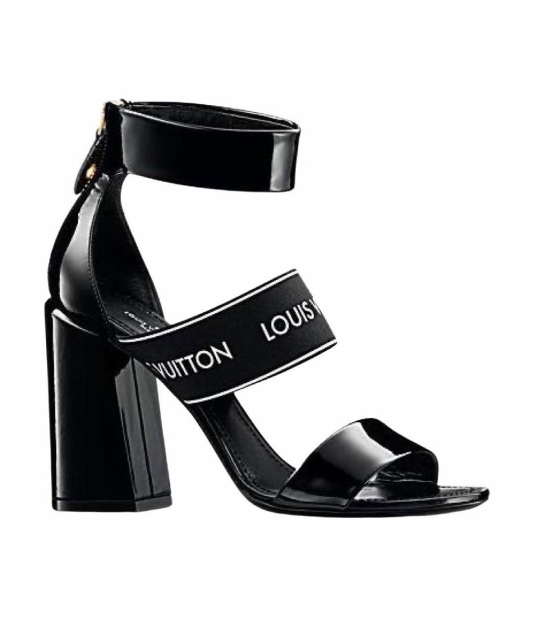 LOUIS VUITTON Черные босоножки из лакированной кожи, фото 1