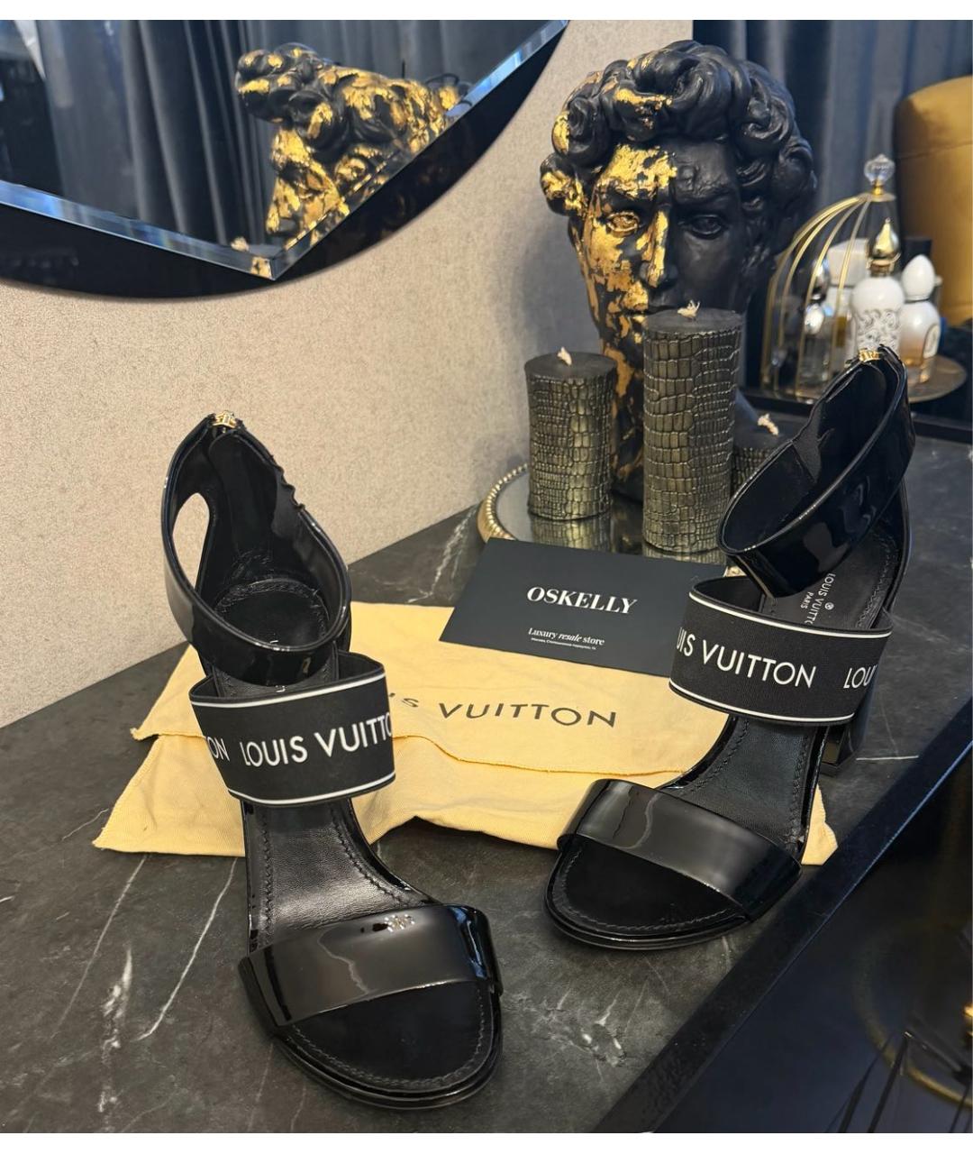 LOUIS VUITTON Черные босоножки из лакированной кожи, фото 3