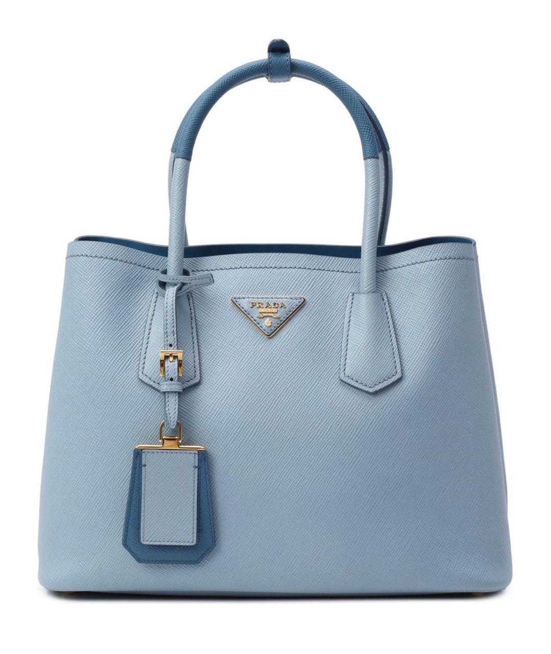 PRADA Голубая кожаная сумка тоут, фото 1