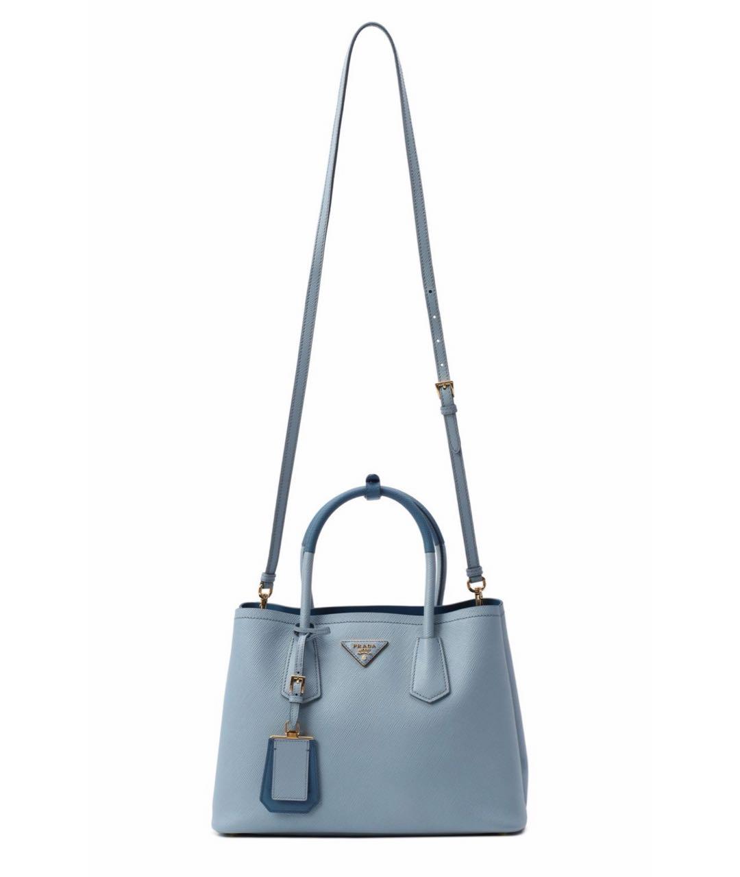 PRADA Голубая кожаная сумка тоут, фото 5