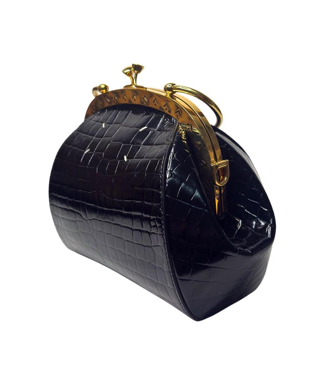 MAISON MARGIELA Черная сумка с короткими ручками из лакированной кожи, фото 3