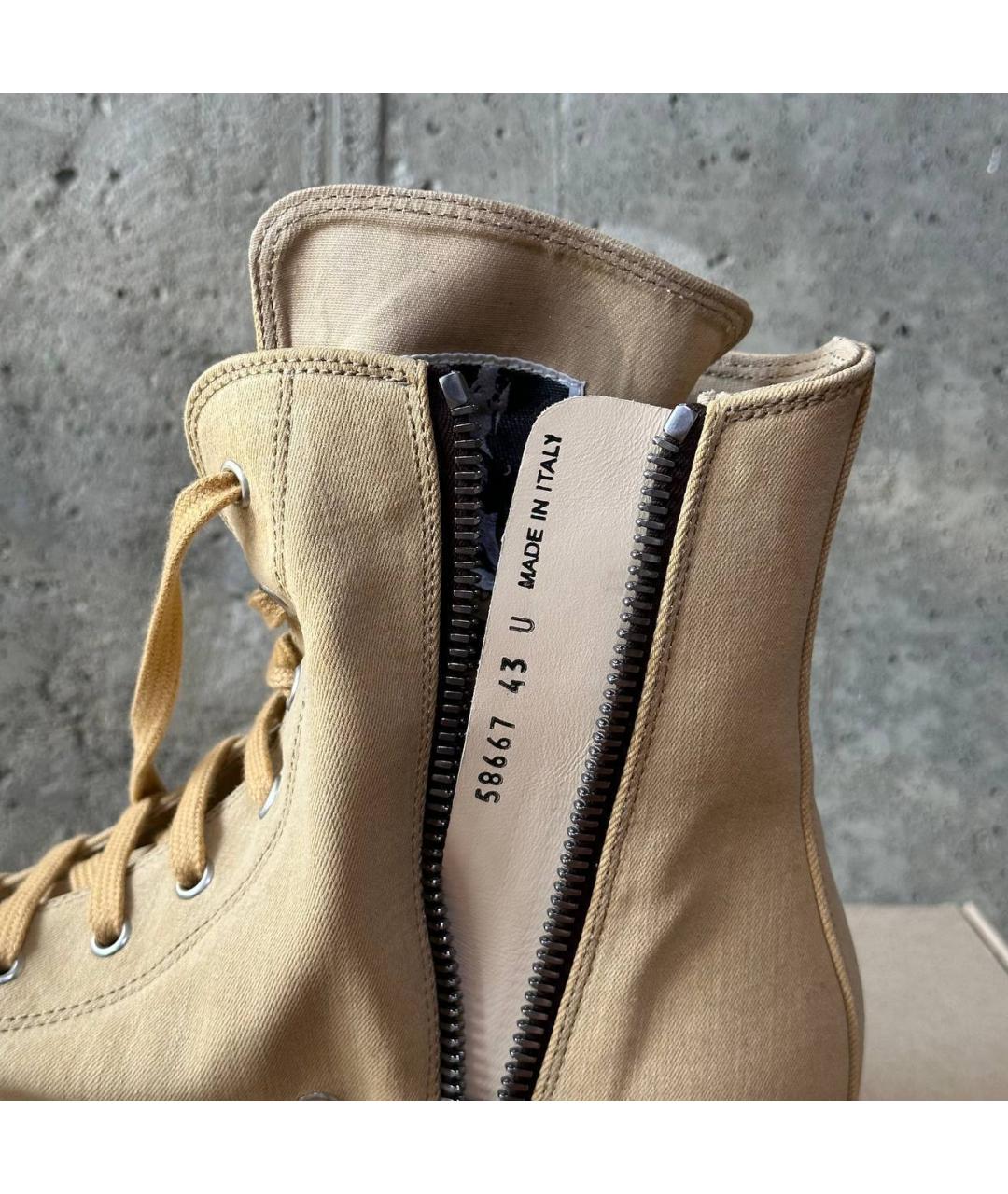 RICK OWENS DRKSHDW Бежевые текстильные высокие кроссовки / кеды, фото 9