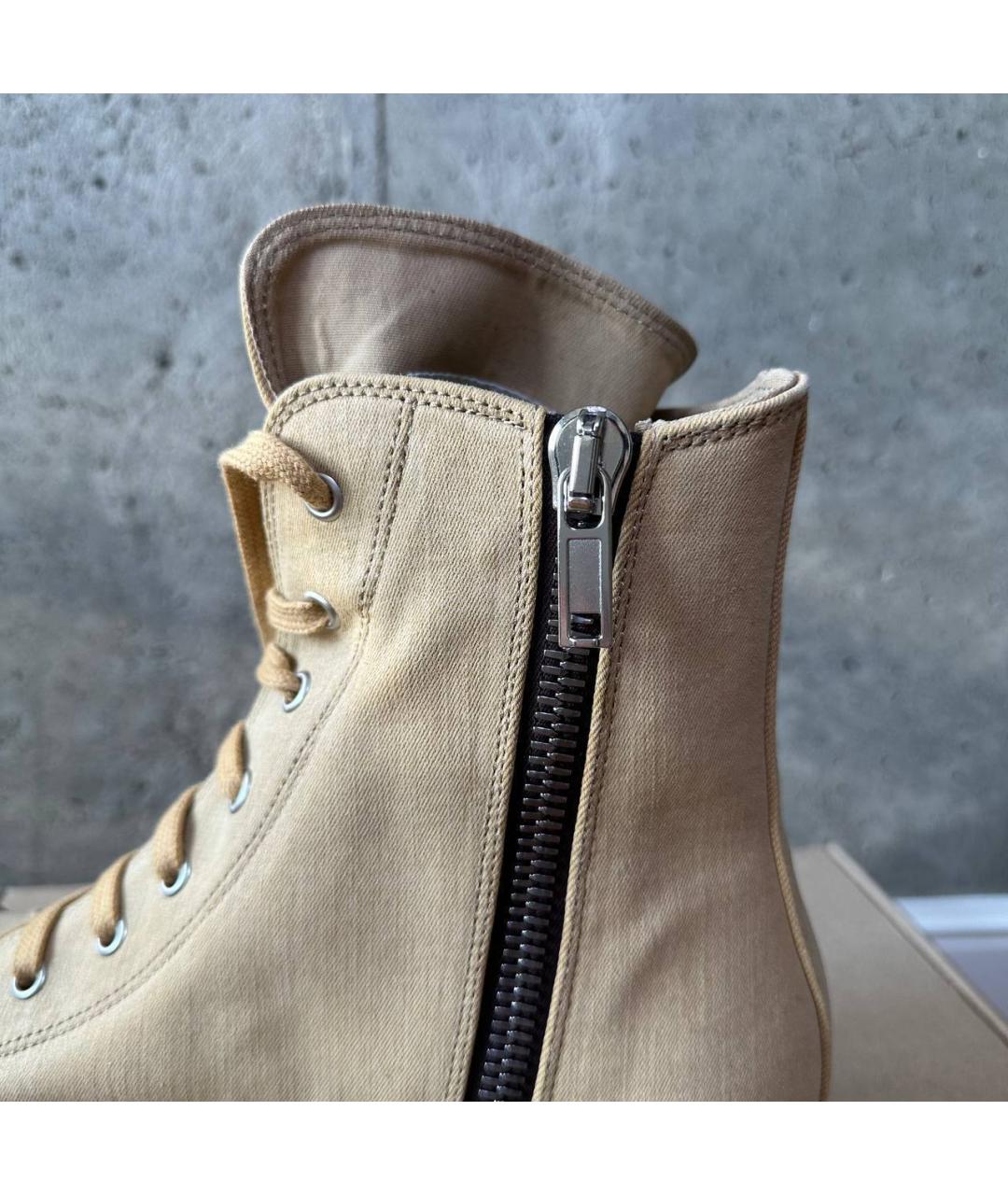 RICK OWENS DRKSHDW Бежевые текстильные высокие кроссовки / кеды, фото 7