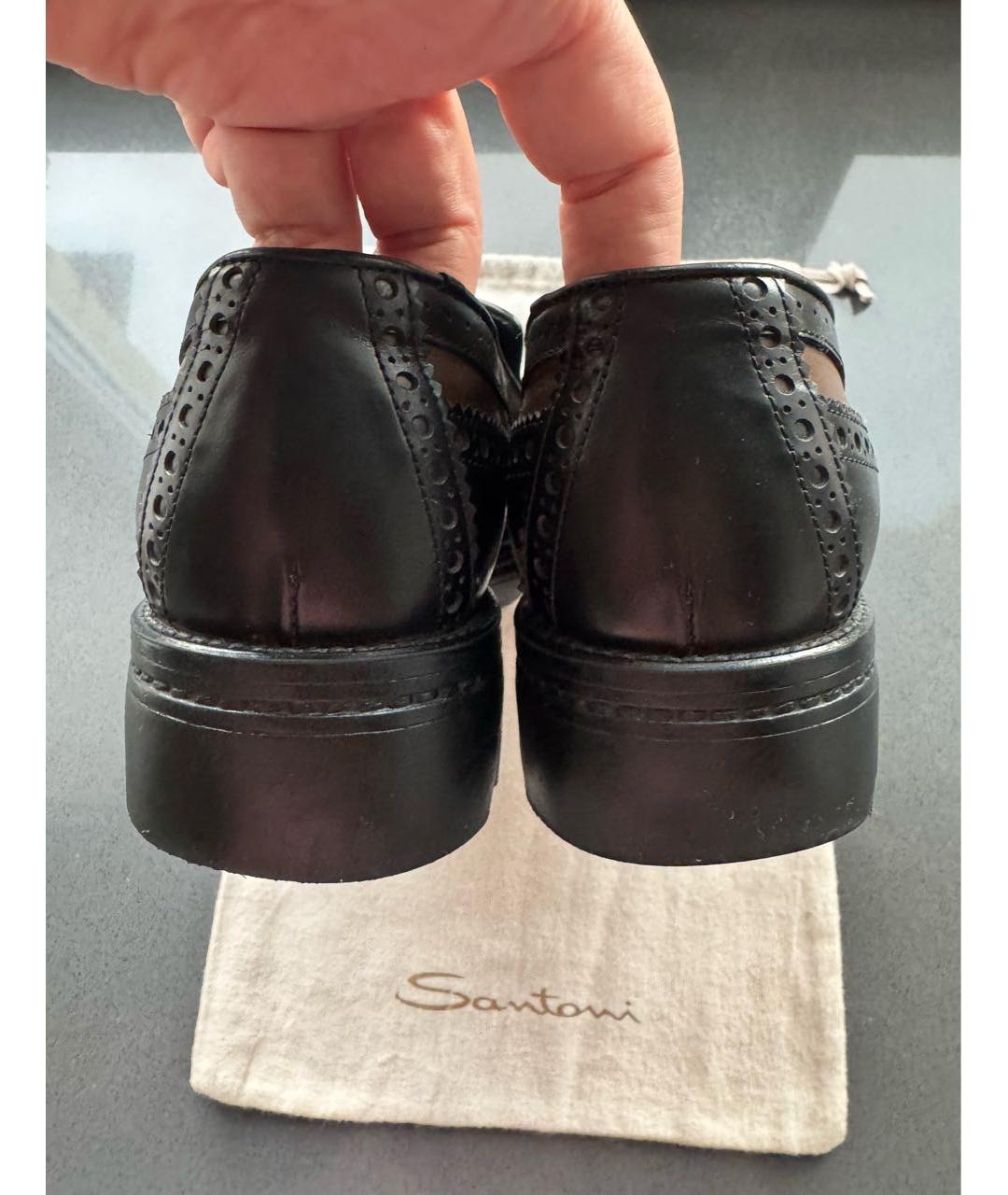 SANTONI Черные кожаные лоферы, фото 4