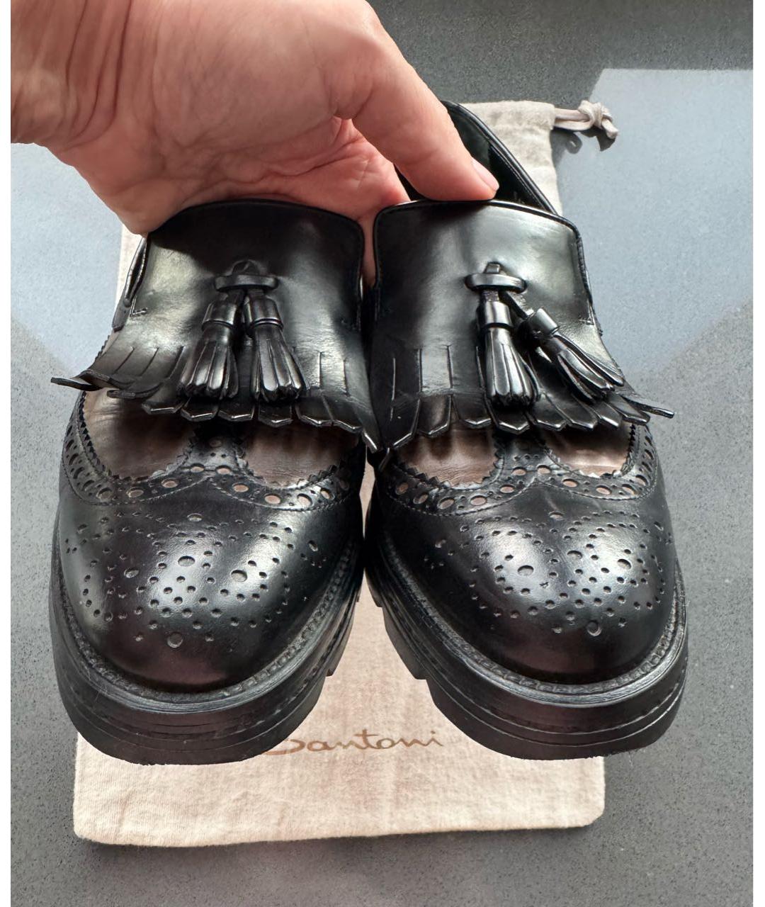 SANTONI Черные кожаные лоферы, фото 7