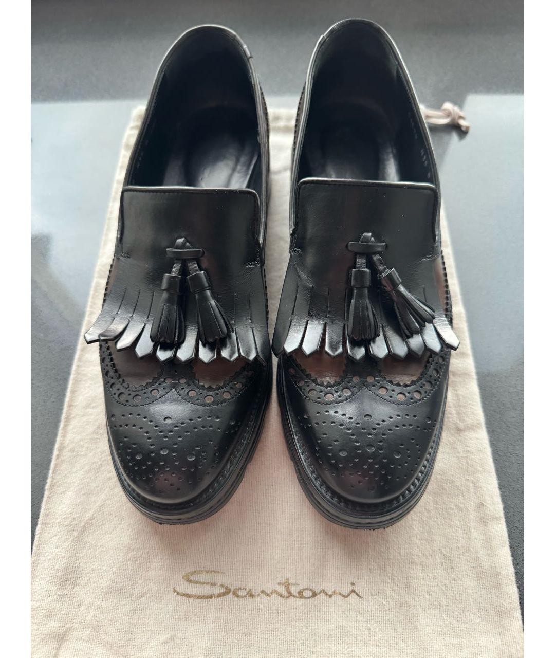 SANTONI Черные кожаные лоферы, фото 2