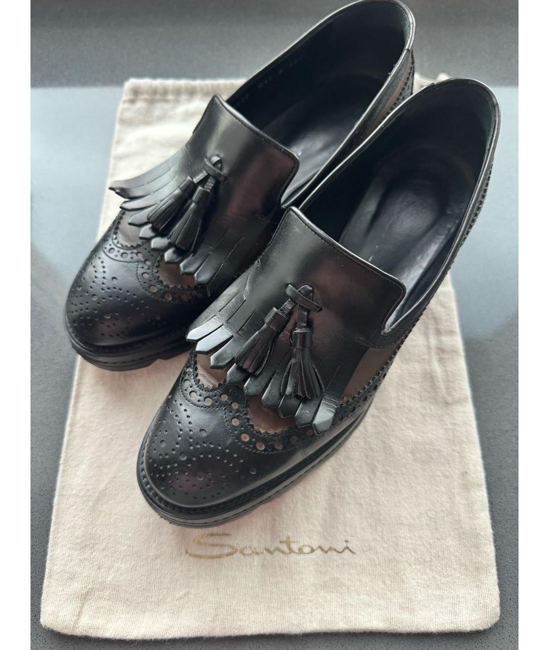 SANTONI Черные кожаные лоферы, фото 3