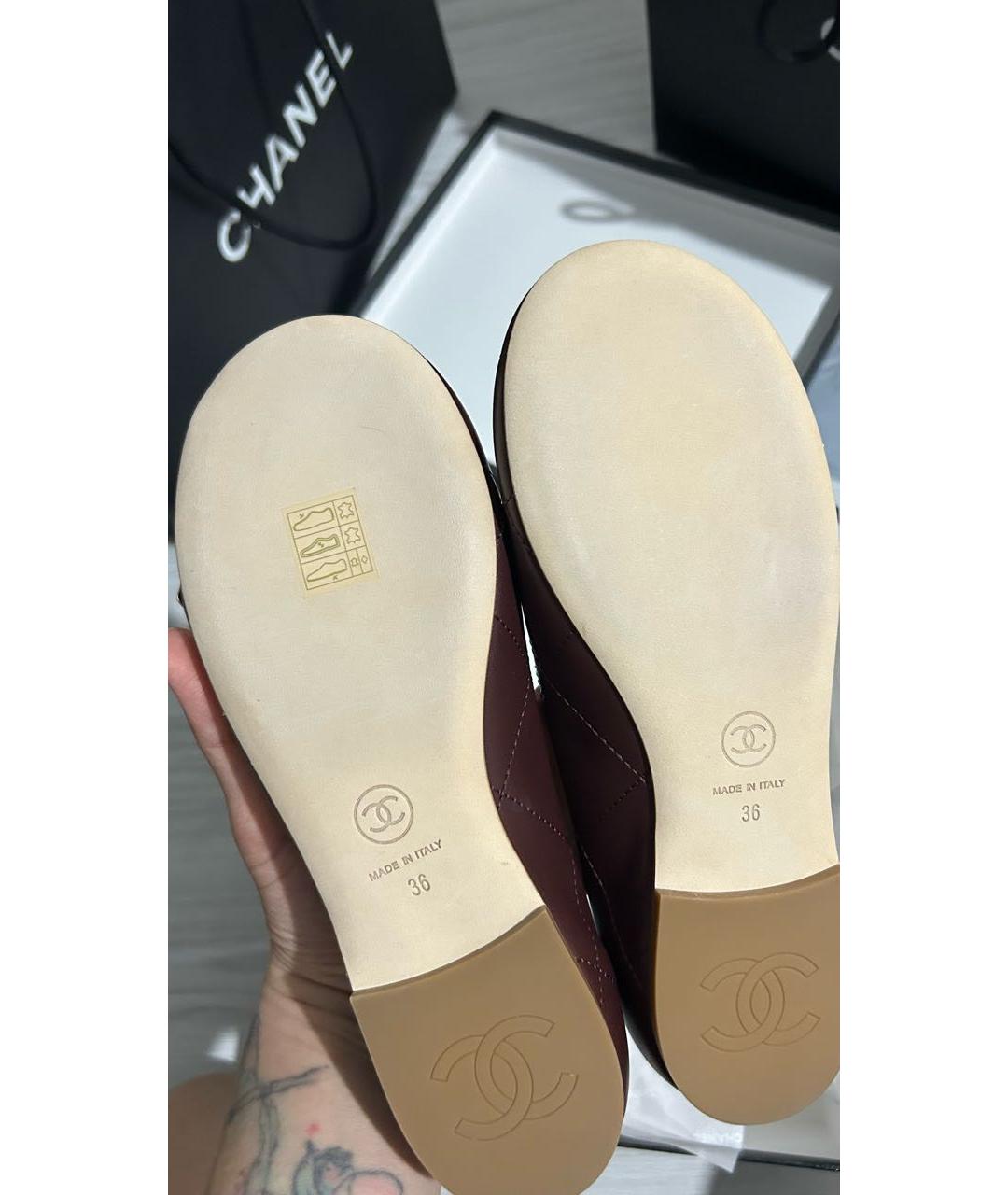 CHANEL Бордовые кожаные балетки, фото 3