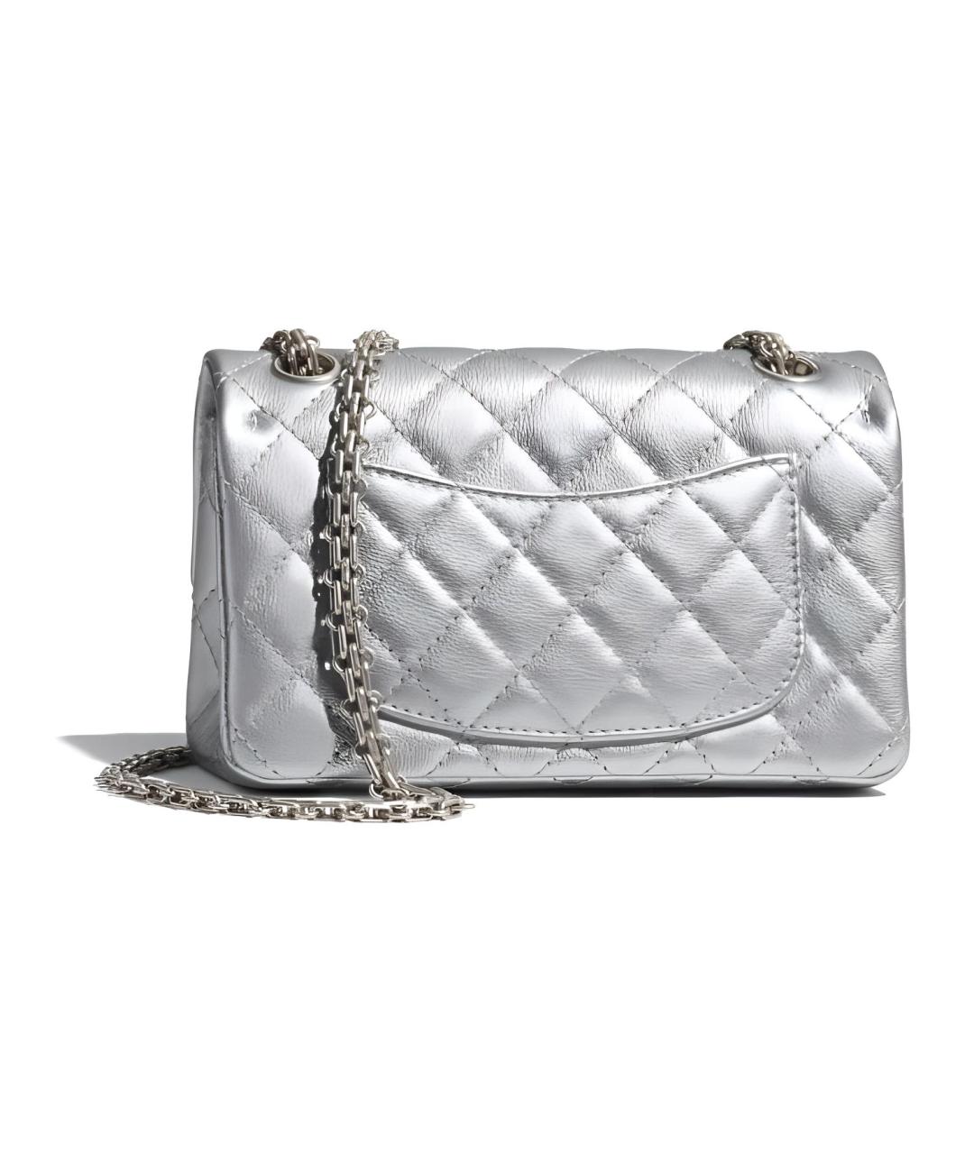 CHANEL Серебряная кожаная сумка через плечо, фото 2