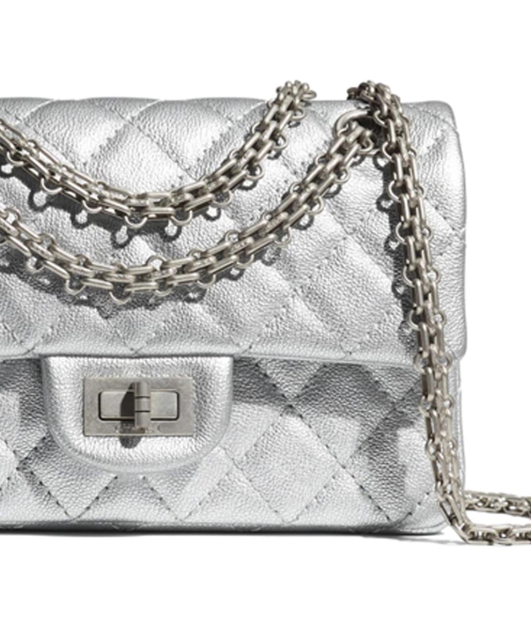 CHANEL Серебряная кожаная сумка через плечо, фото 4