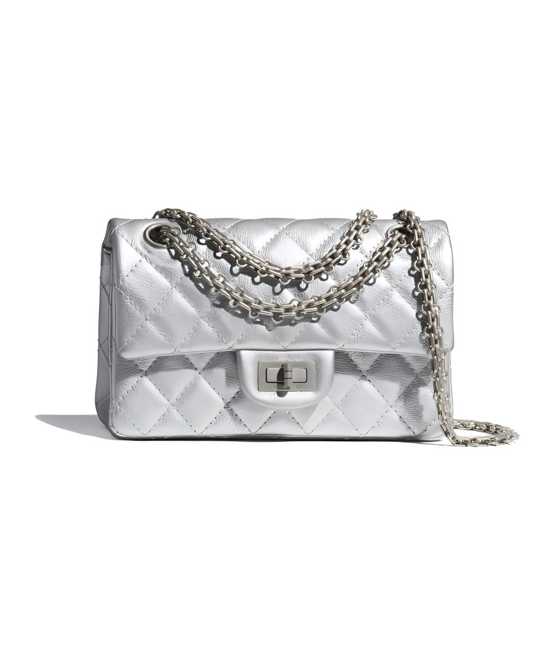 CHANEL Серебряная кожаная сумка через плечо, фото 1