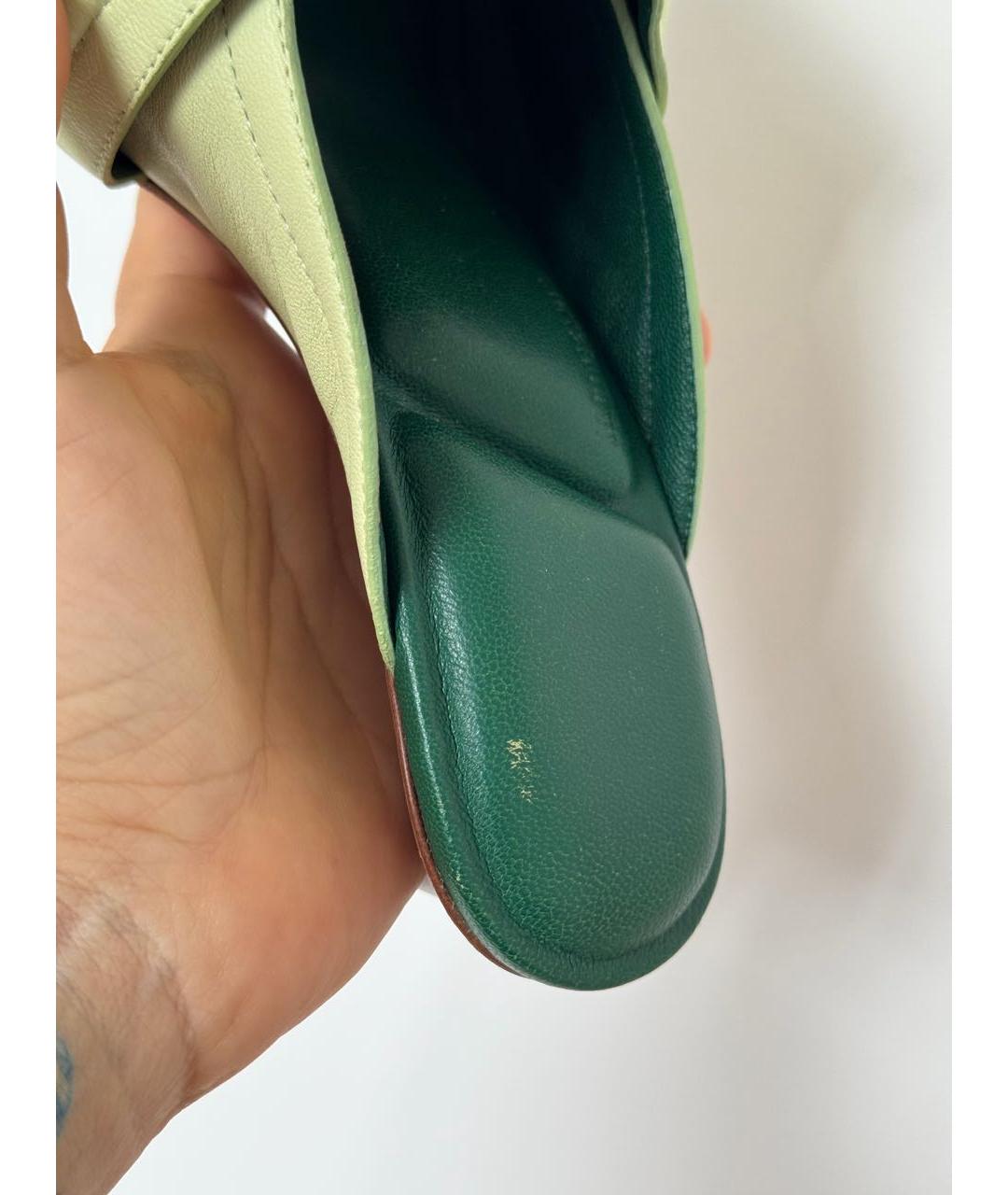 JACQUEMUS Зеленые кожаные мюли, фото 6