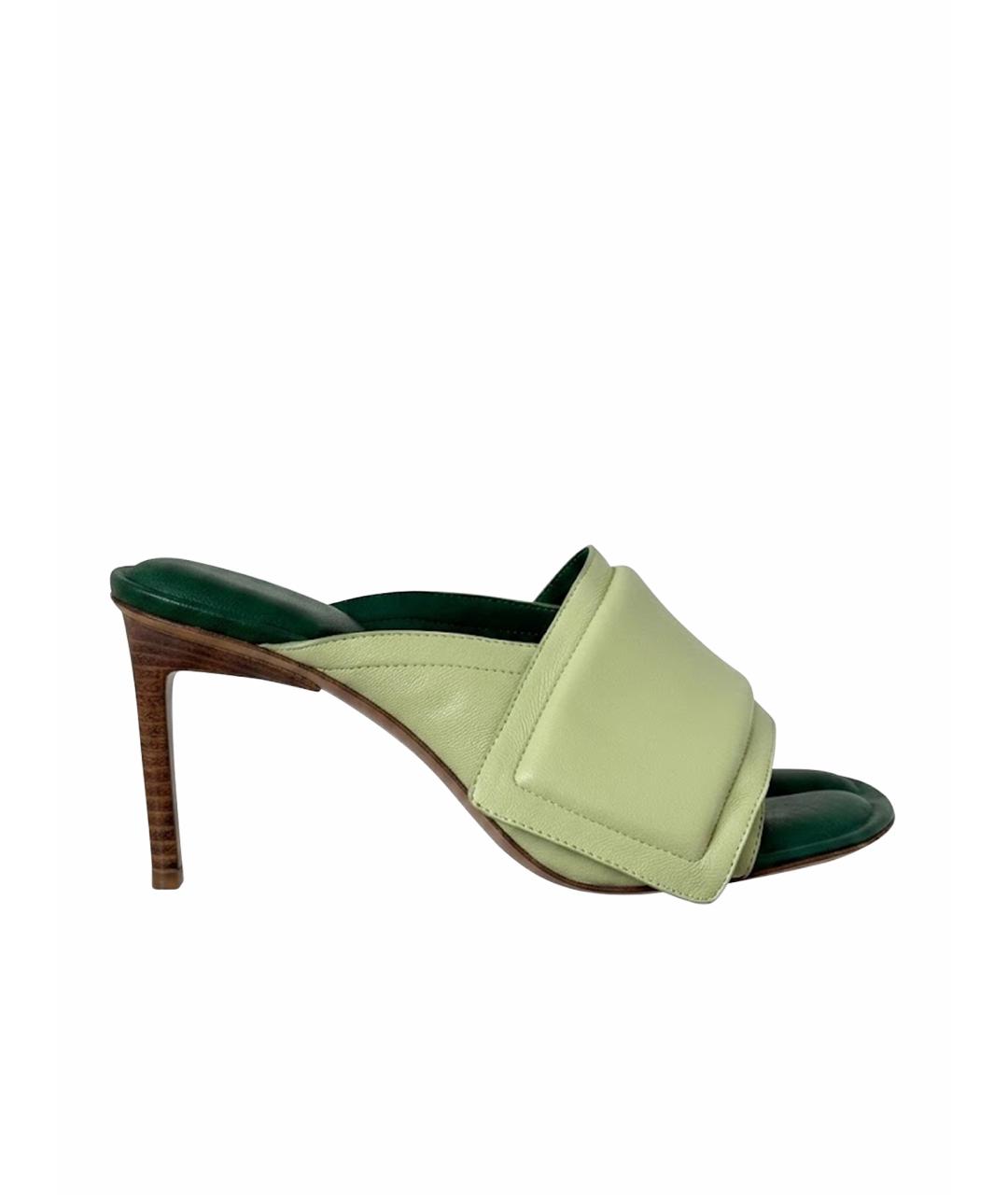 JACQUEMUS Зеленые кожаные мюли, фото 1