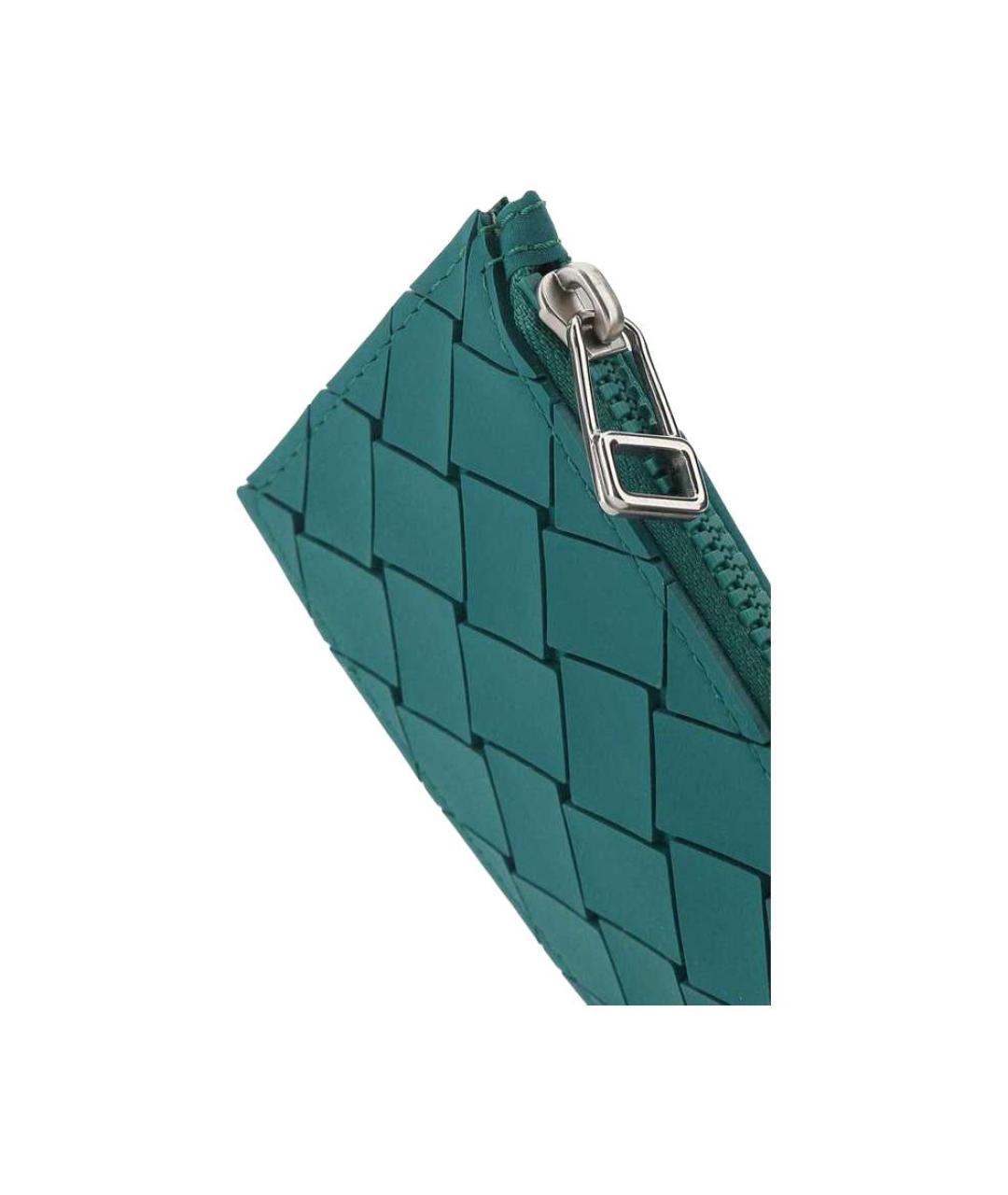 BOTTEGA VENETA Зеленый кожаный кошелек, фото 4