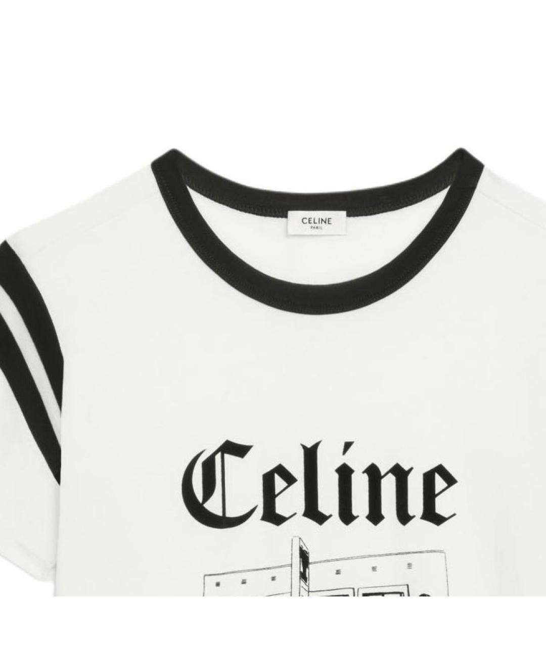 CELINE Белая хлопковая футболка, фото 5