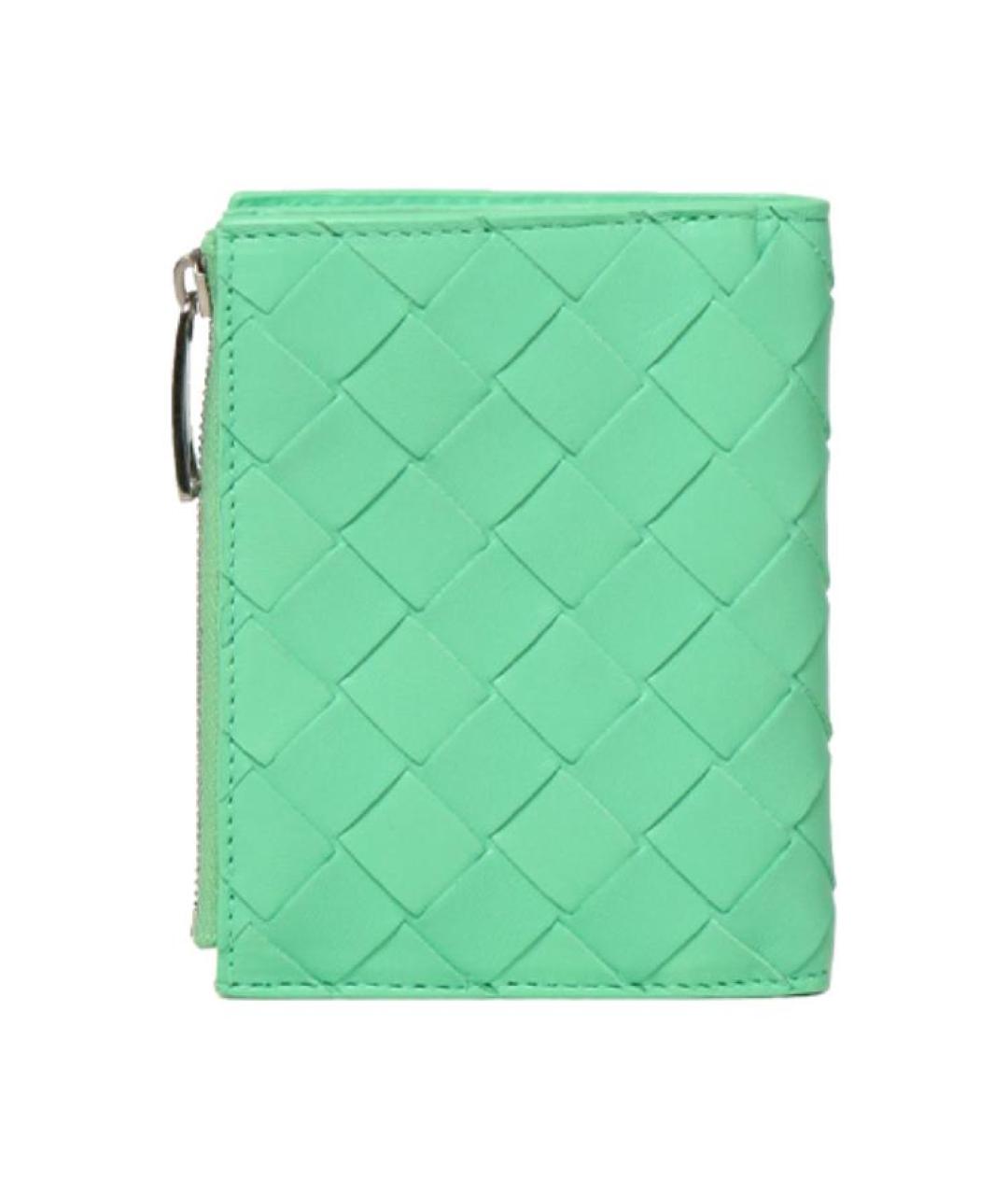 BOTTEGA VENETA Зеленый кожаный кошелек, фото 3