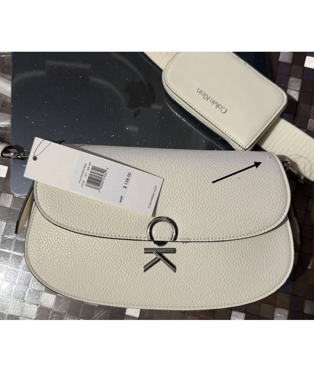 CALVIN KLEIN Белая поясная сумка из искусственной кожи, фото 9